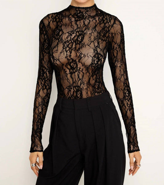 Good American - Lace Long Sleeve Bodysuit