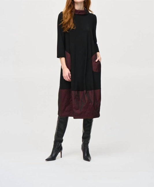 Joseph Ribkoff - Cowl Neck 3/4 Sleeve Midi Dress