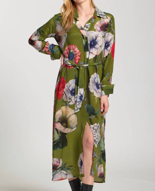 Apny - Half Placket Floral Maxi Dress
