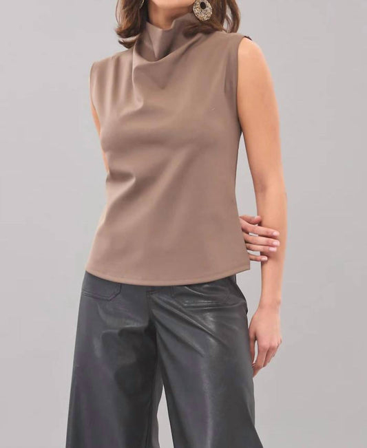 Lola & Sophie - Sporty Neoprene Drape Neck Top