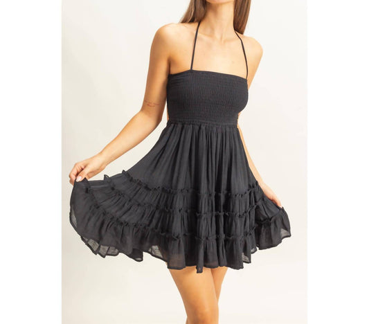 Hyfve - Dakota Smocked Halter Neck Tiered Mini Dress