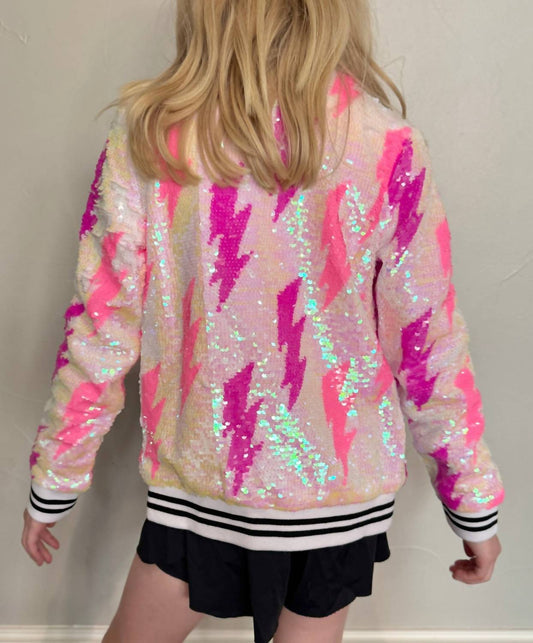 Mia - Tween Girl's Sequin Lightning Bolt Jacket