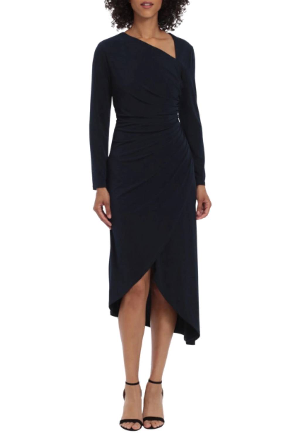 Maggy London Asymmetric Long Sleeve Dress in Midnight Blue at Nordstrom, Size 18