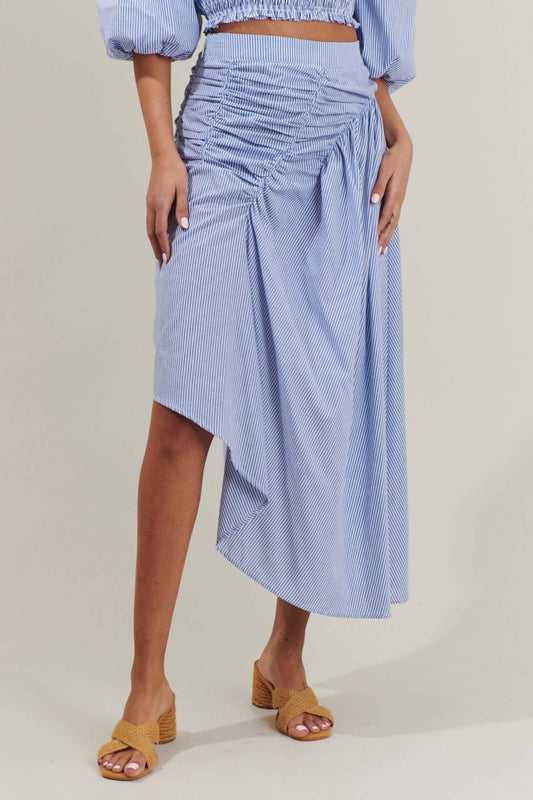 Sugarlips - Sammy Striped Belen Ruched Midi Skirt