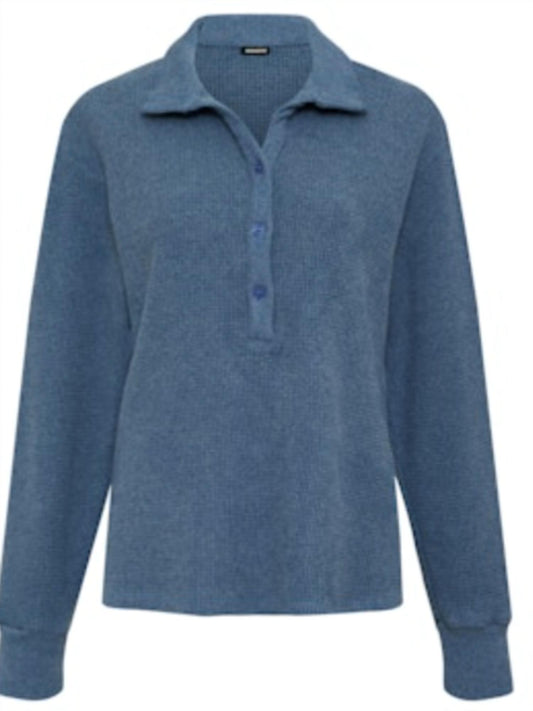 Monrow - Women's Brushed Thermal Henley Long Sleeve Tee