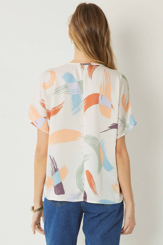 Entro - Brushstroke V-neck Top