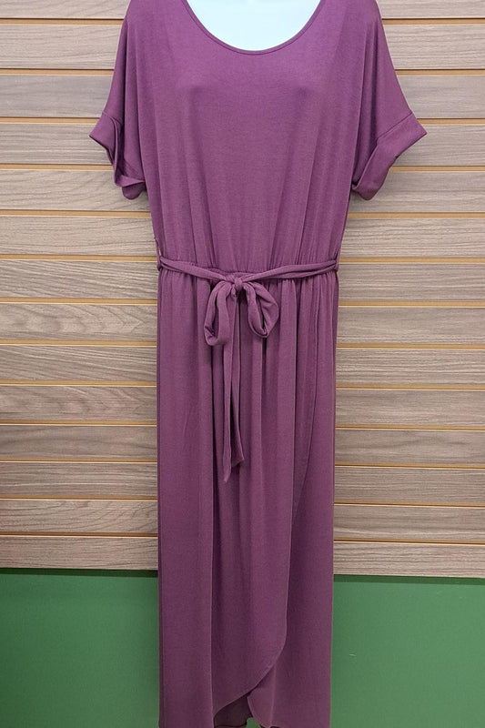 Zenana - Women's Belted Short Sleeve Tulip Dress