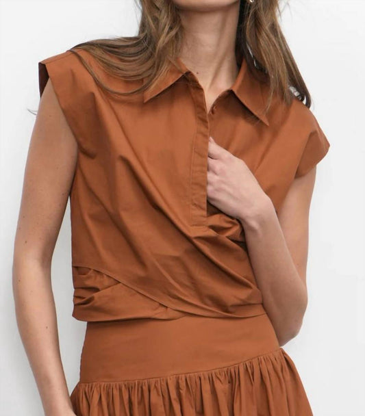 Greylin - Eloise Wrap Front Extended Shoulder Poplin Top