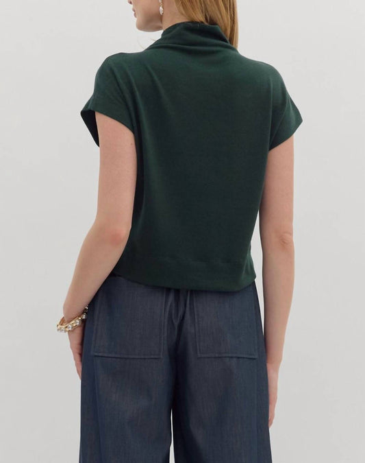 Entro - Solid Knit Mock Neck Pullover Top