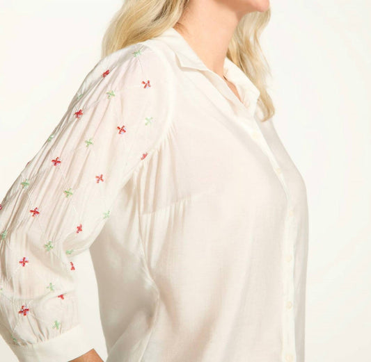 Fdj - Embellished Sleeve Shirt, White