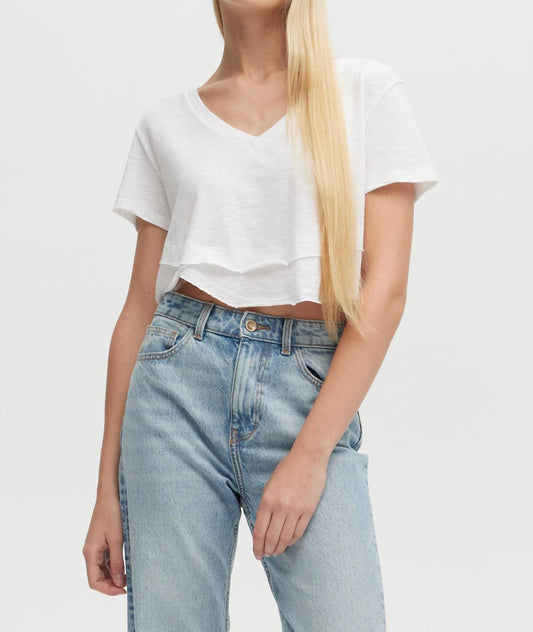 Chrldr - Crop Ava V-neck Mock Layer Tee