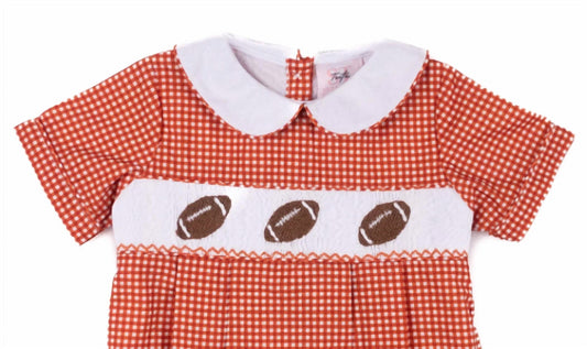 Teeta - Girl's Gingham Smocked Football Henry Jon Jon