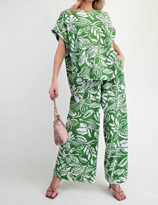 Easel - Tropical Popcorn Knit Pants - Plus