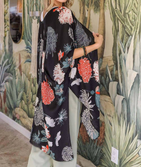 Leto - Floral Motif Boho Festival Cover Up Kimono
