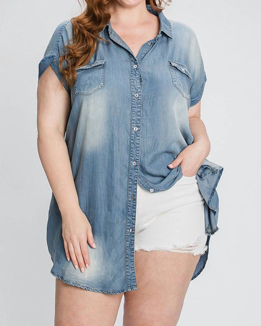 Geegee - Vintage Denim Tencel Tunic / Mini Dress