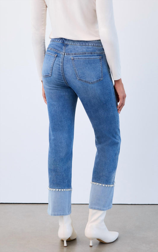 Fdj - Pull On Pearl Trim Denim Jeans