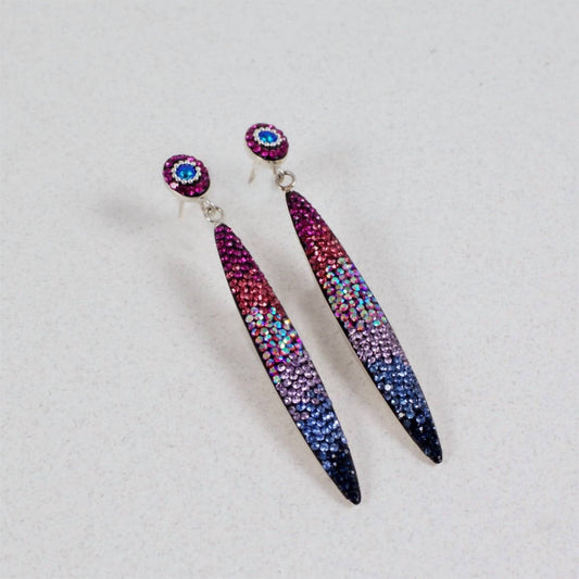 Mosaic - Women's Long Drop Stud Earrings