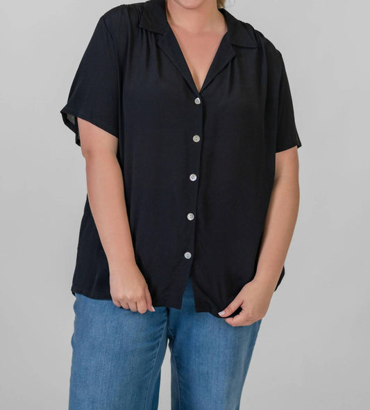 Karen Kane - Button Down Short Sleeve Camp Shirt - Plus