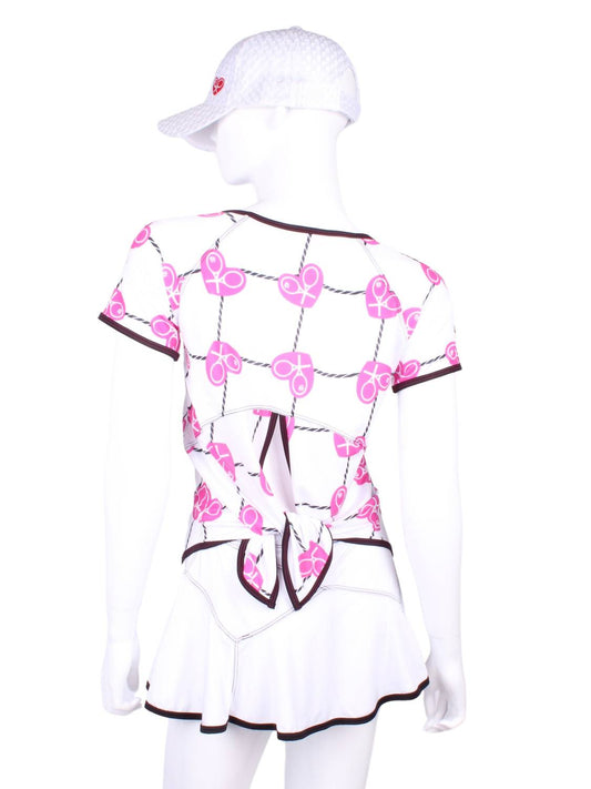 Love Love Tennis - Women's Tie Back Short Sleeve Tennis Tee