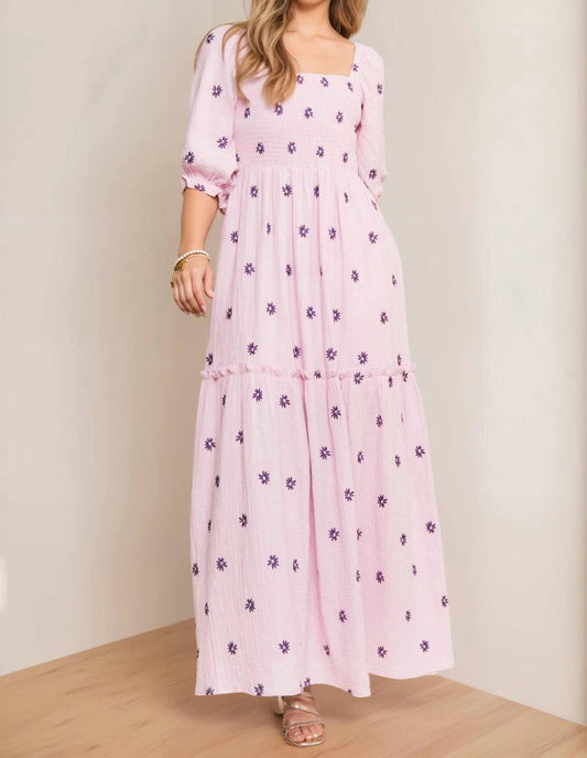 J.Nna - Floral Embroidered Tiered Maxi Dress