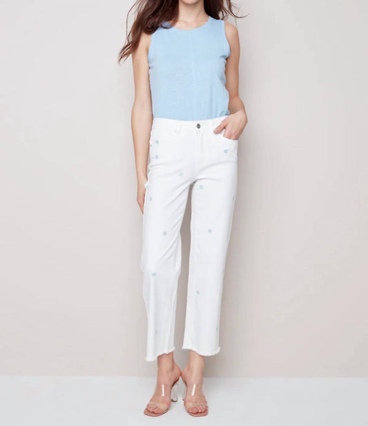 Charlie B - Embroidered Flower Pants