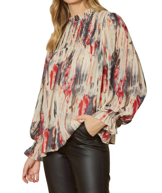 Entro - Abstract Bubble Sleeve Blouse