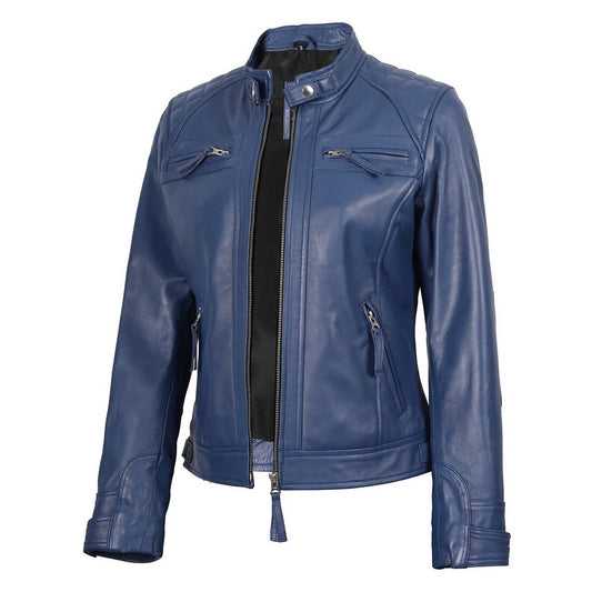 Decrum - Women's Cafe Racer Leather Jacket