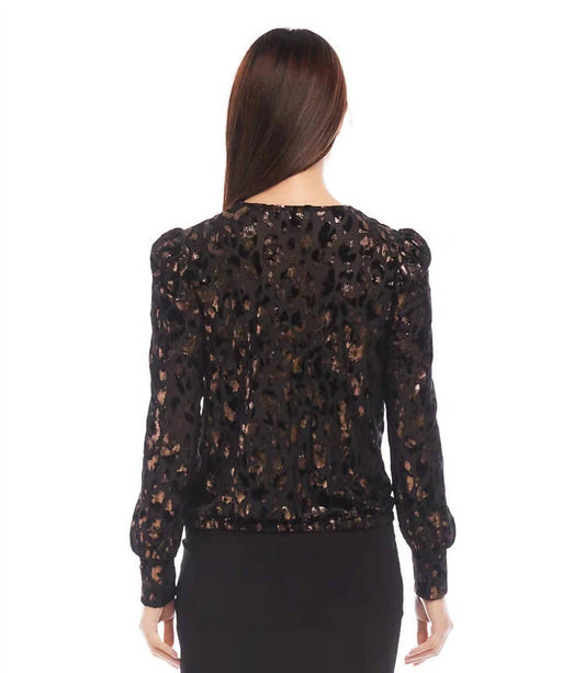 Karen Kane - Penrose Puff Sleeve Velvet Burnout Top