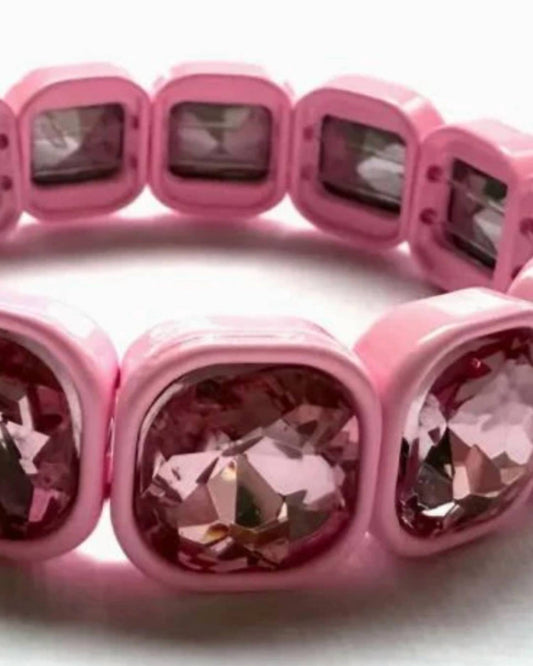 Iconic Mi - Women's Square Crystal Gemstone Stretch Bracelet