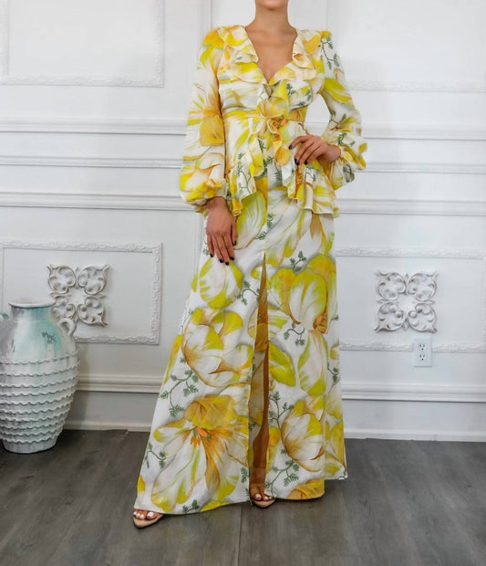 Surelymine - Stunning Ruffle Floral Maxi Dress