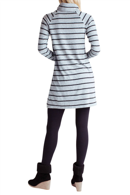 Kensie - Brushed Striped Long Sleeve Turtleneck Dress