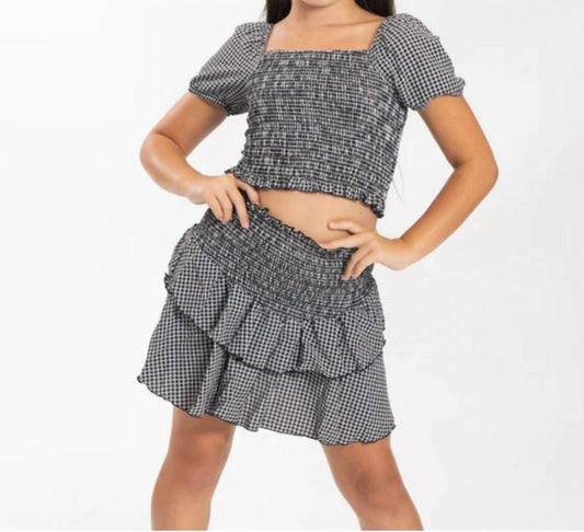 Cheryl Creations - Tween Plaid Ruffle Skirt and Top Set