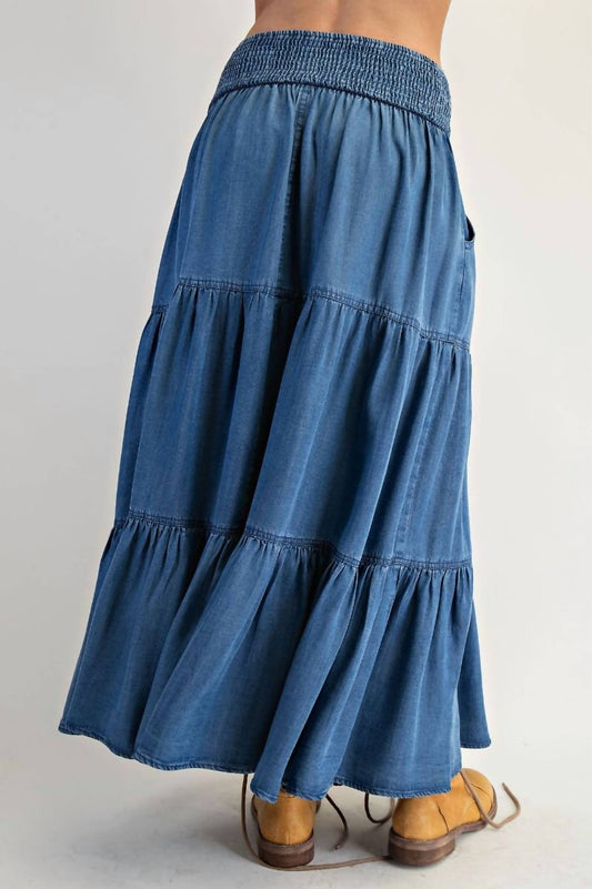 Easel - Women's Button Front Denim Skirt