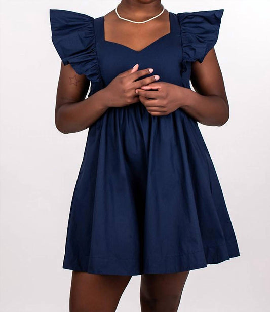 Day + Moon - Ruffle Sleeve Tie Back Dress