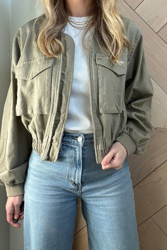 Illa Illa - Zip Up Front Pocket Bomber Jacket