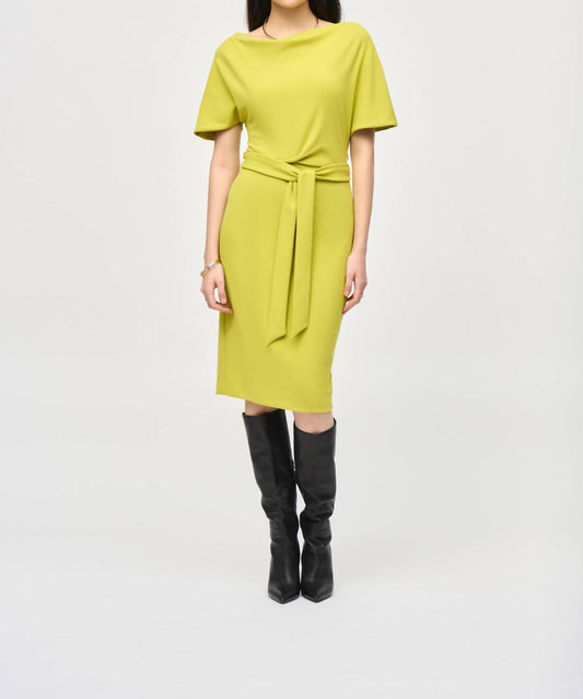 Joseph Ribkoff - Belted Boat Neck Sheath Dress