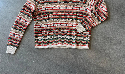 Autumn Cashmere - Women's Pointelle Stripe Crewneck Sweater