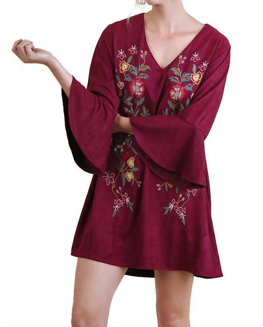 Umgee - Floral Embroidered Bell Sleeve Dress