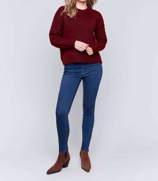 Charlie B - Fishnet Sleeve Crew Neck Sweater