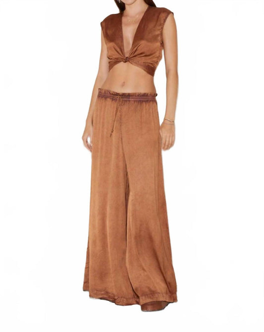 Boteh - Lustre Tie Front Top Wide Leg Pants