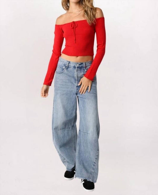 Olivaceous - Carrie Off Shoulder Sweater