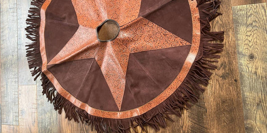 Showman - Embossed Star Suede Leather Christmas Tree Skirt