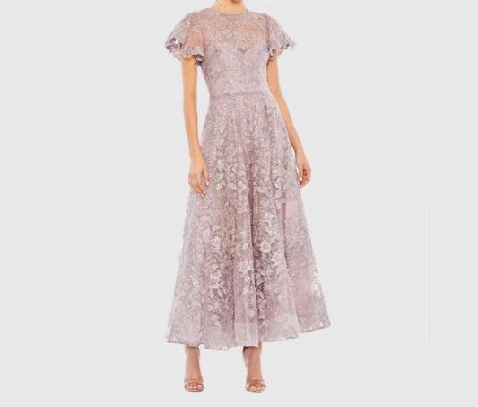 Mac Duggal - Embroidered High Neck Cap Sleeve A Line Gown