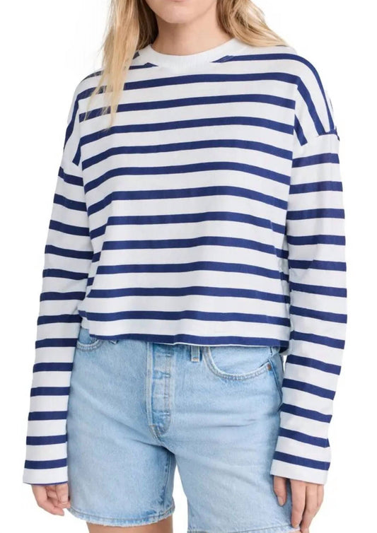 Askk Ny - Cropped Long Sleeve Stripped Tee