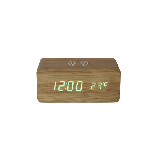 Creative Gifts International - Bamboo Wireless Phone Charger/Digital Clock