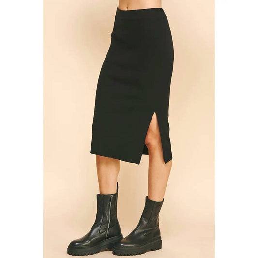 Pinch - Women's Where You Are Side Slit Sweater Midi Skirt