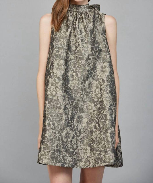 Fate By Lfd - Floral Jacquard Bow Neck Dress