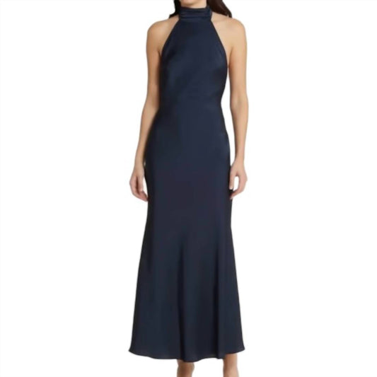 Misha - Evianna Halter Neck Satin Trumpet Gown