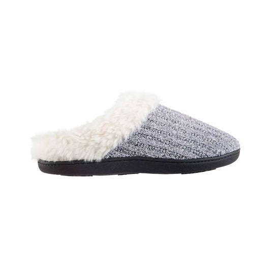 Isotoner - Women's Erin Rib Knit Chenille Hoodback Slippers