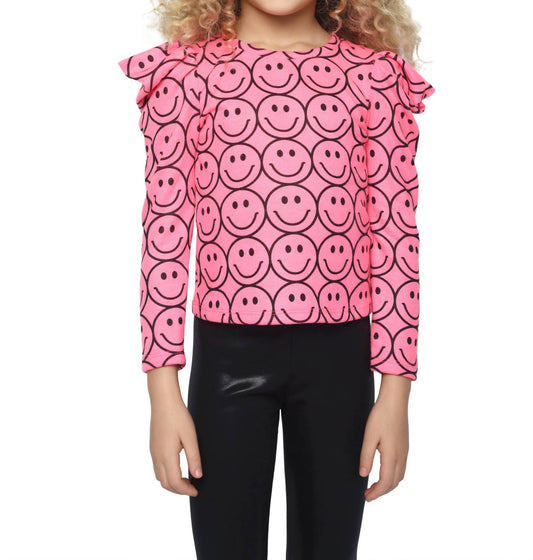 Mia - Girls' Smiley Puff Long Sleeve Top